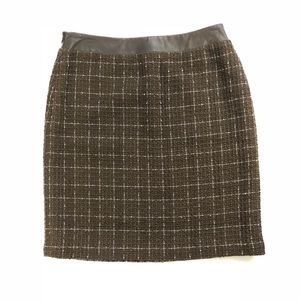 Linda Allard Ellen Tracy Wool Leather Trim Skirt